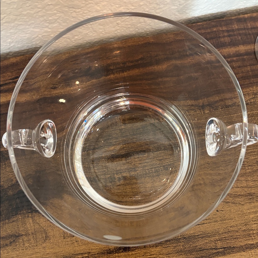 NWOT Tiffany And Co. Crystal Ice Bucket with Scroll Handles Etched Tiffany Name - Picture 3 of 6